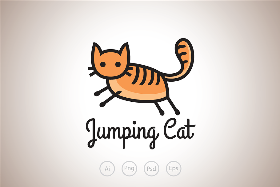 Happy Jumping Cat Logo Template in Logo Templates - product preview 8