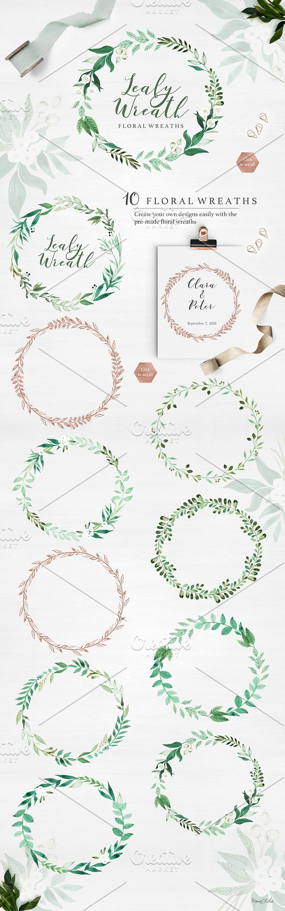 Botanist Watercolor Greenery Leaves in Illustrations - product preview 1