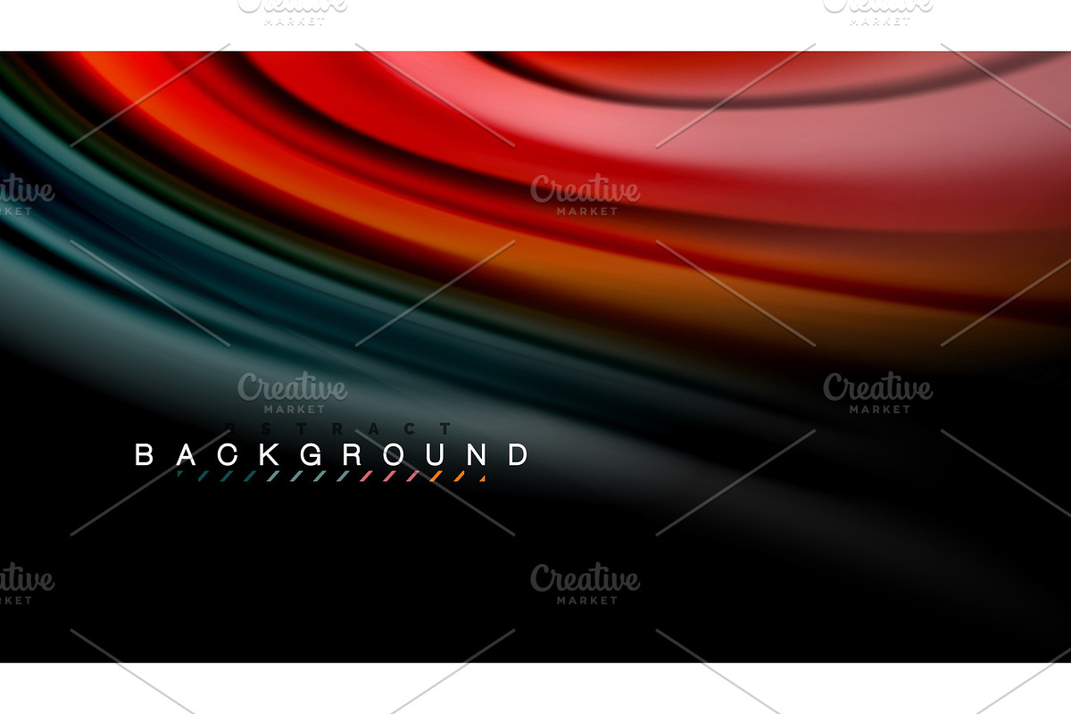 Abstract wave lines fluid rainbow style color stripes on black background in Textures - product preview 8