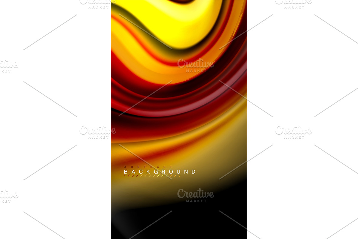 Abstract wave lines fluid rainbow style color stripes on black background in Textures - product preview 8