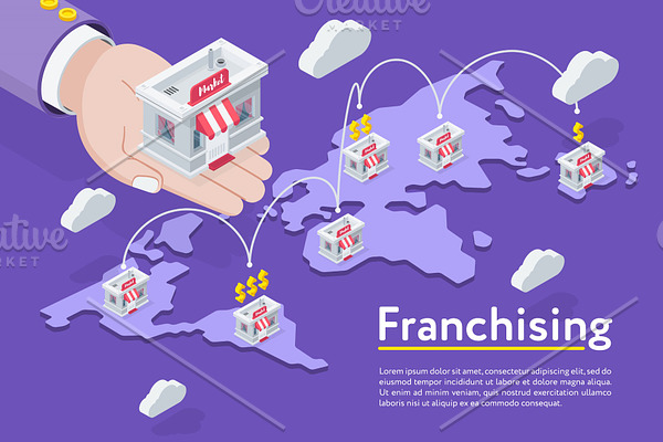 Franchising chain on map