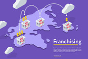 Franchising chains store on purple