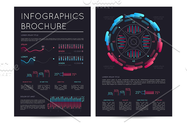 Business infographics brochure with various charts