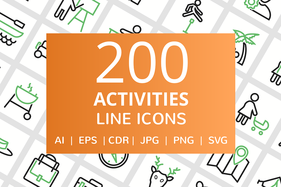 200 Activities Line Icons