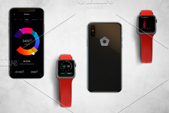 Apple Watch & iPhone X Mockup V.2 in Mobile & Web Mockups - product preview 12