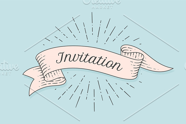 Invitation. Old ribbon banner