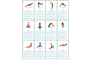 Yoga Set of Different Positions, Colorful Poster
