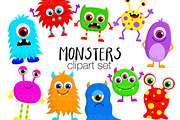 Cute Monster Clipart Illustrations