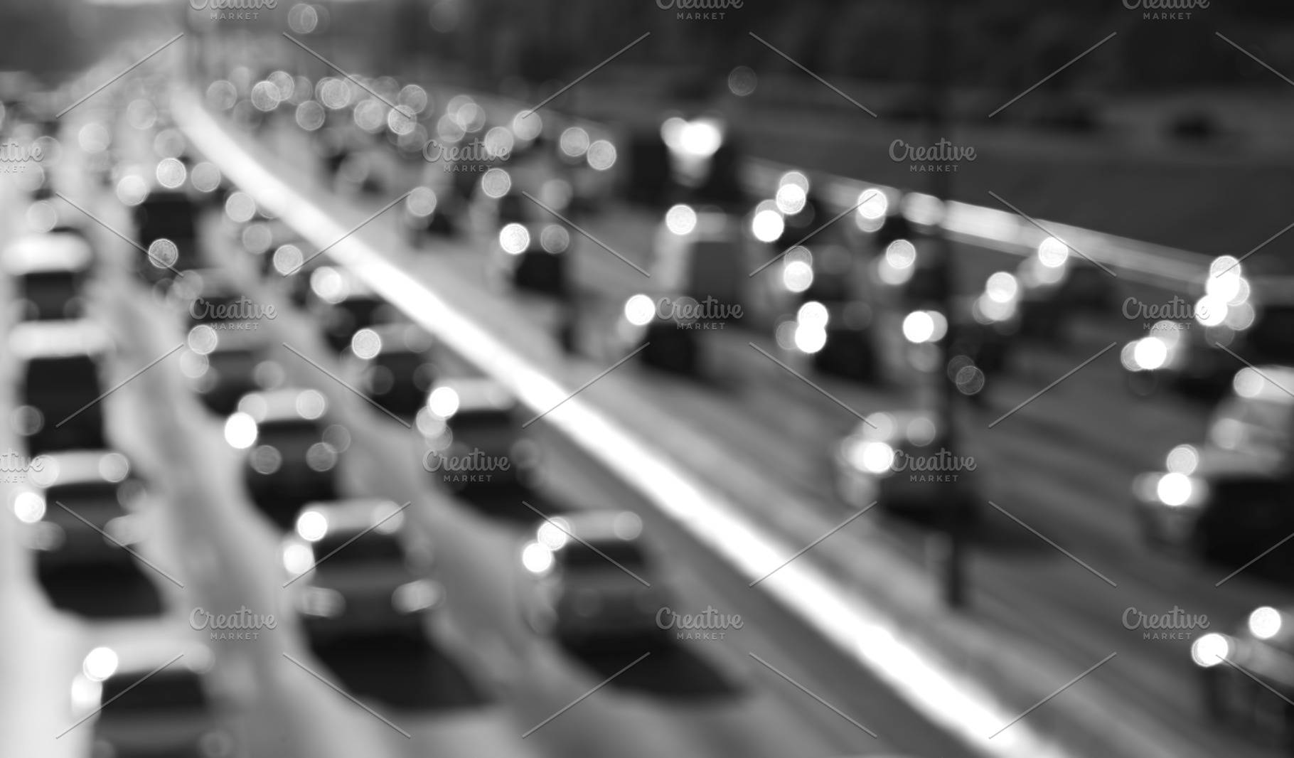 Black And White Highway Car Traffic Bokeh Background High