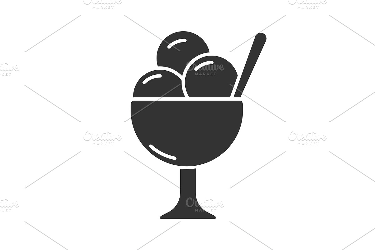 Ice cream in bowl glyph icon in Graphics - product preview 8