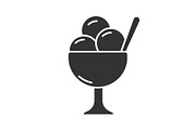 Ice cream in bowl glyph icon