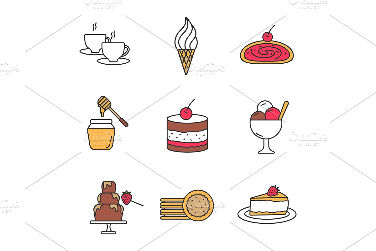 Confectionery color icons set in Graphics - product preview 8