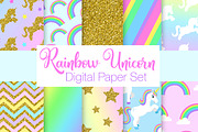 Rainbow Unicorn Digital Papers