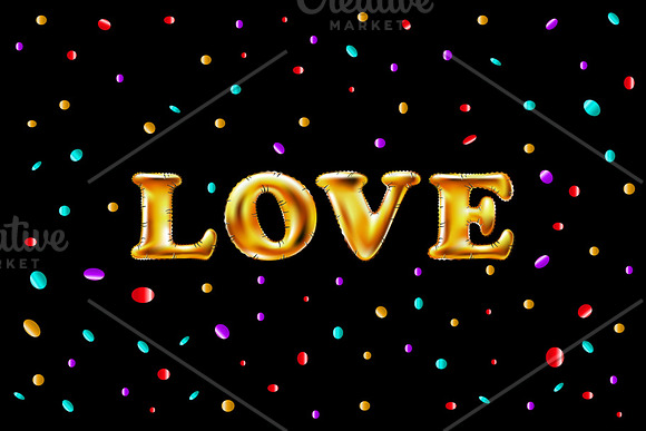 Love Gold Foil Balloon vector  in Graphics - product preview 1