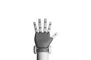Robot palm isolated on white background in futuristic technology concept. 3d illustration