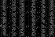 White circuit board on black background. High-tech technology background. Seamless texture pattern. illustration.
