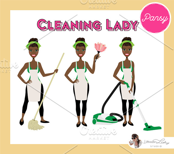 Cleaning Lady Maid Cleaner Vectors in Illustrations - product preview 28