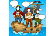 Tantamaresque pirates on boat pop art vector
