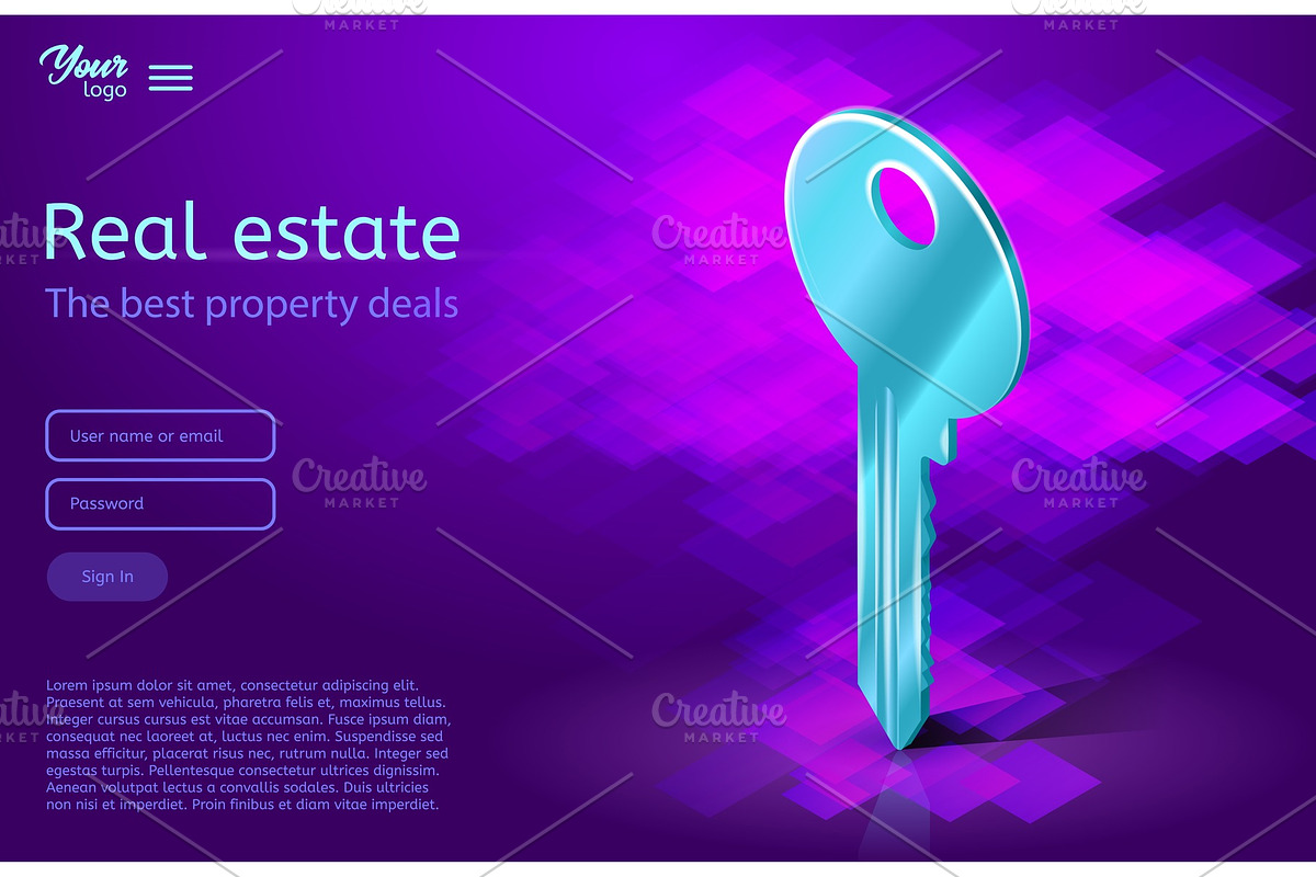A key. Ultraviolet vector illustration. Real estate concept. in Objects - product preview 8