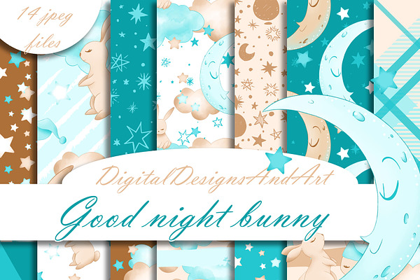 Good night bunny papers in blue
