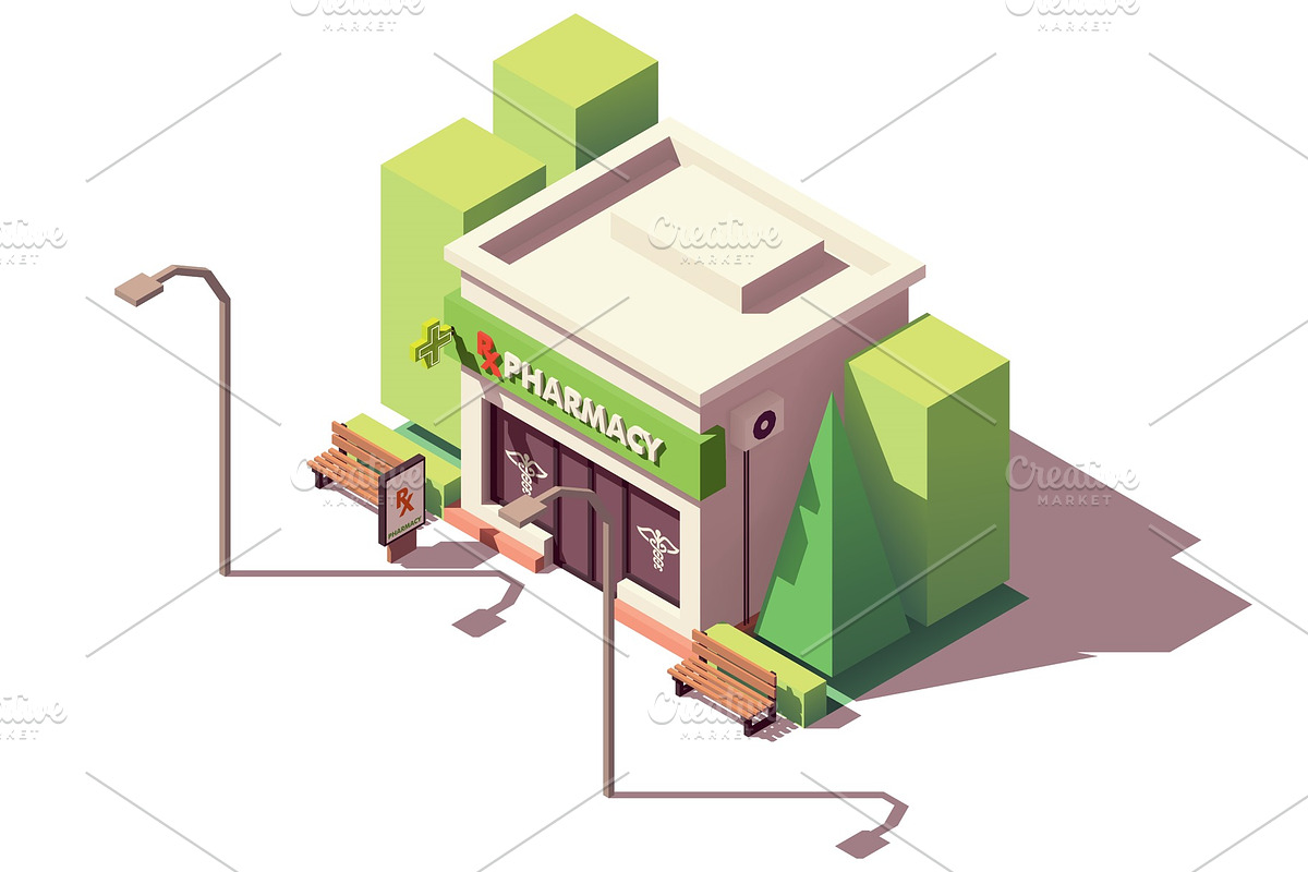 Vector isometric pharmacy or drugstore in Objects - product preview 8