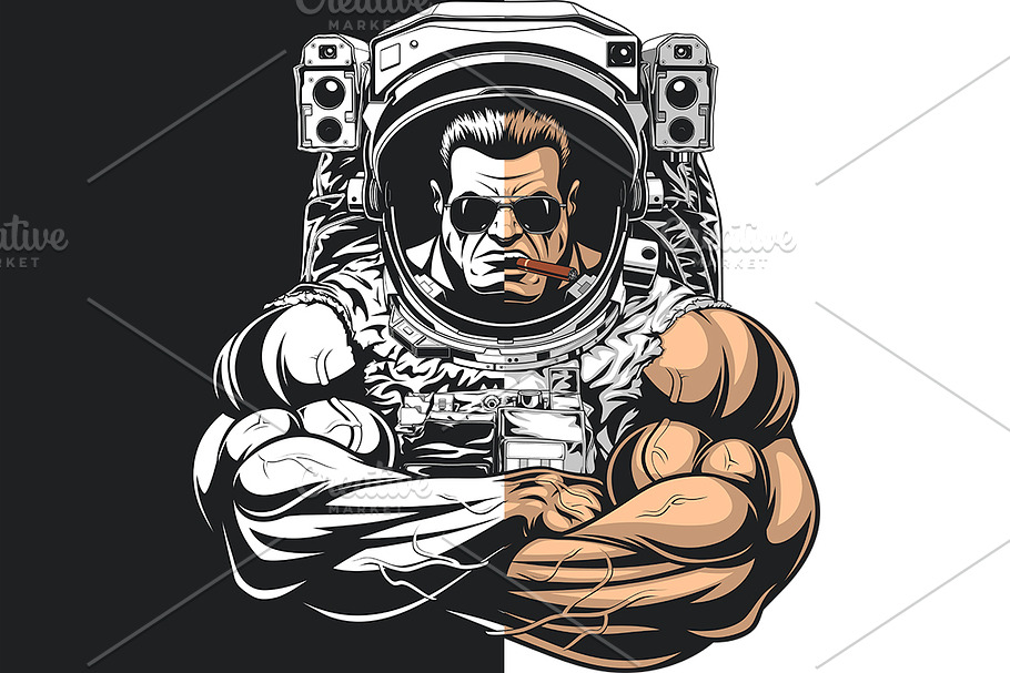  Bodybuilder in an astronaut suit in Illustrations - product preview 8