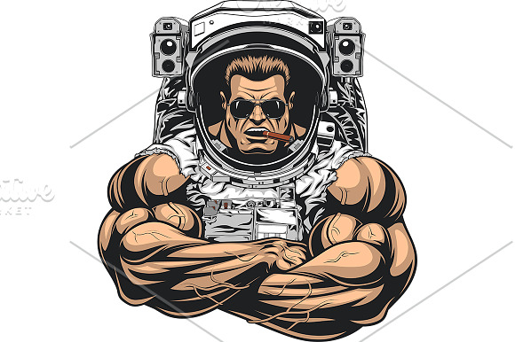  Bodybuilder in an astronaut suit in Illustrations - product preview 1