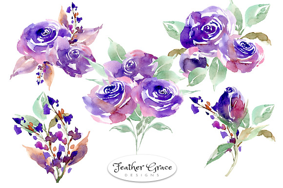 Purple Flowers & Roses in Illustrations - product preview 4