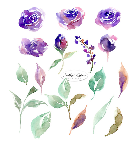Purple Flowers & Roses in Illustrations - product preview 5