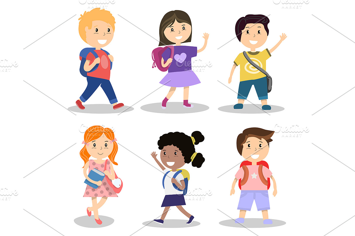 Set of school children  in Illustrations - product preview 8