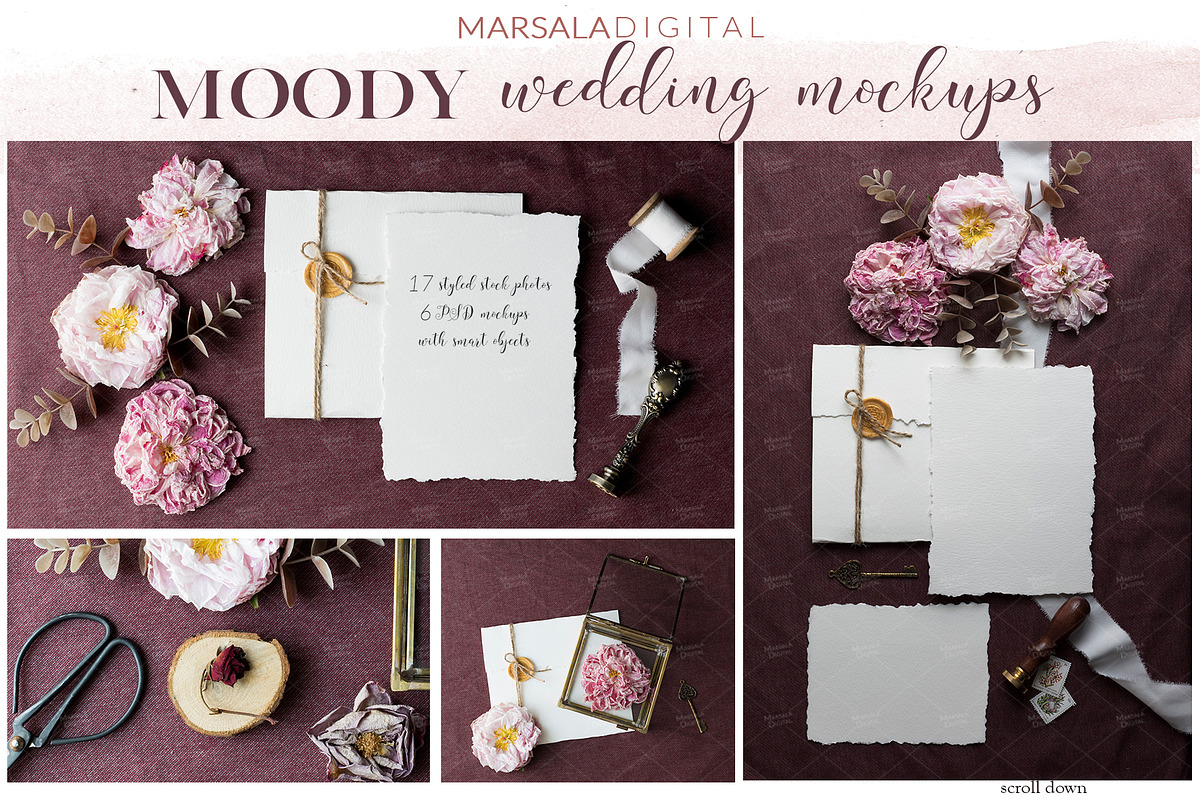 Moody Wedding Suite Mockups in Print Mockups - product preview 8