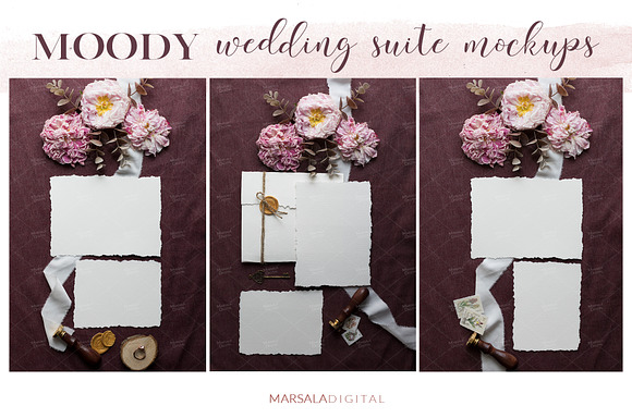 Moody Wedding Suite Mockups in Print Mockups - product preview 1