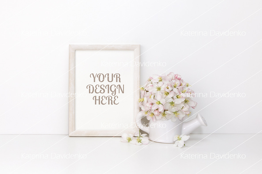Frame MockUp with flowers, vertical