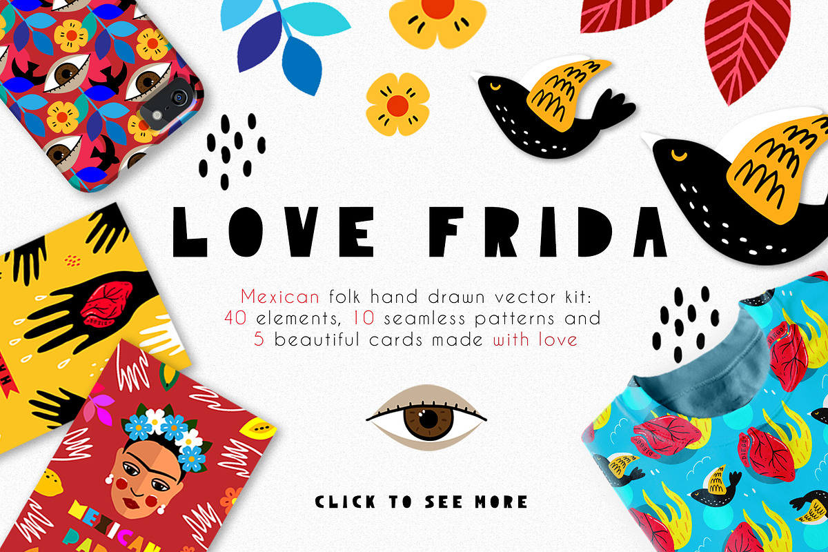 Love Frida - Mexican folk kit in Illustrations - product preview 8