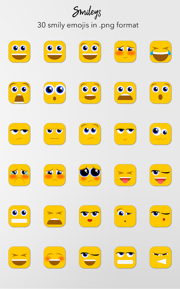 30 Smileys Emoji Icons in Smiley Face Icons - product preview 1
