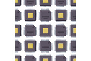 CPU microprocessors microchip vector illustration hardware seamless pattern background component equipment.