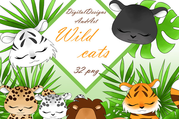 Wild cats clipart
