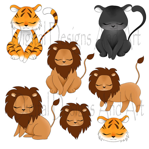 Wild cats clipart in Illustrations - product preview 1