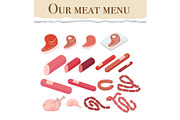 Our Meat Menu for Restaurant Vector Illustration