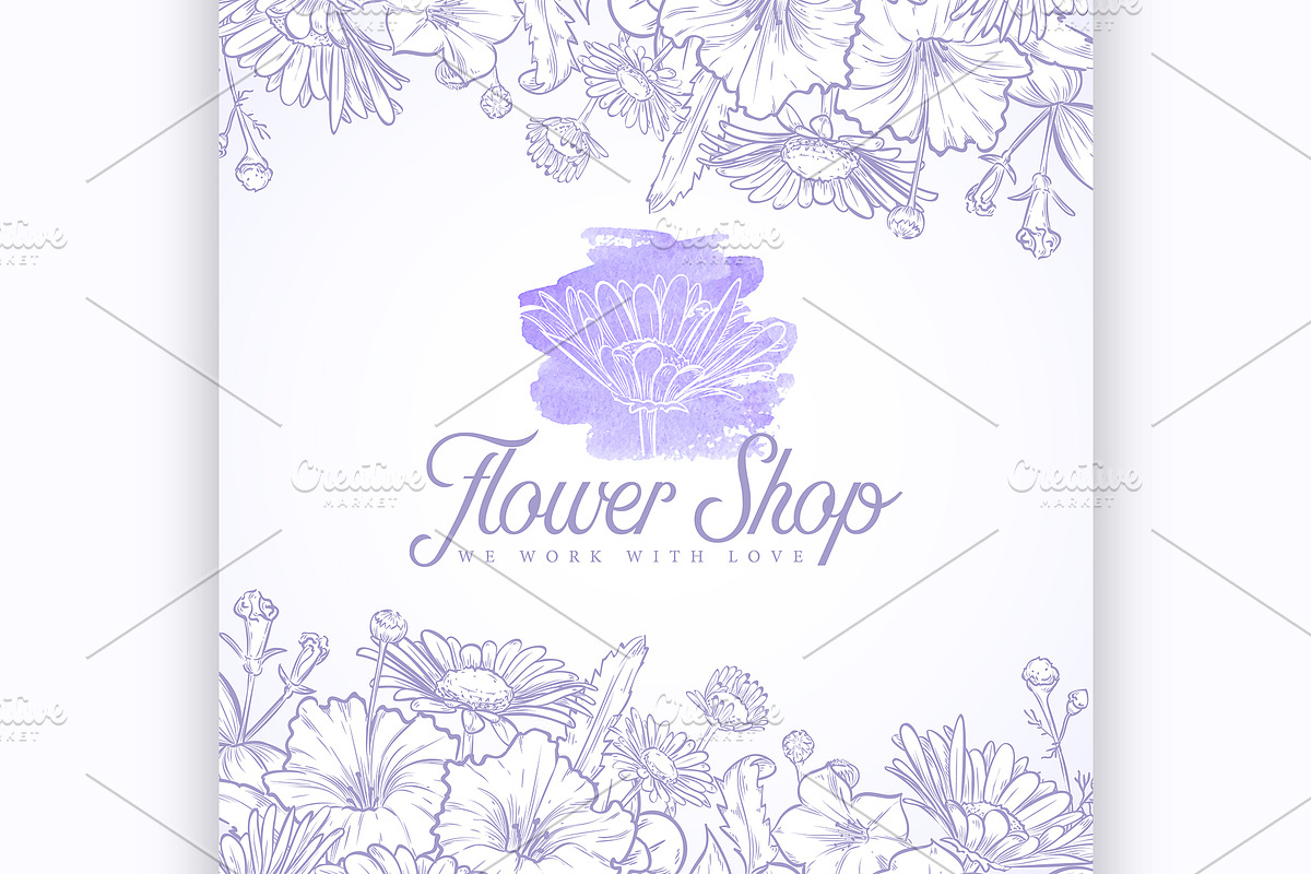Flower shop logo in Illustrations - product preview 8