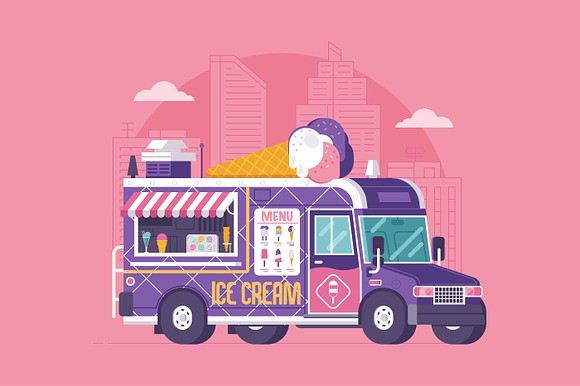 Street Food Trucks and Vans in Illustrations - product preview 1