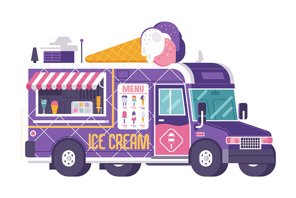 Street Food Trucks and Vans in Illustrations - product preview 5