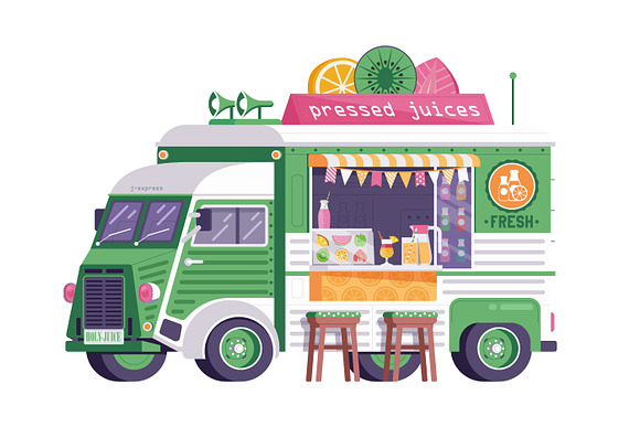 Street Food Trucks and Vans in Illustrations - product preview 6