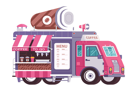 Street Food Trucks and Vans in Illustrations - product preview 7
