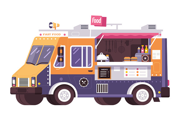 Street Food Trucks and Vans in Illustrations - product preview 8