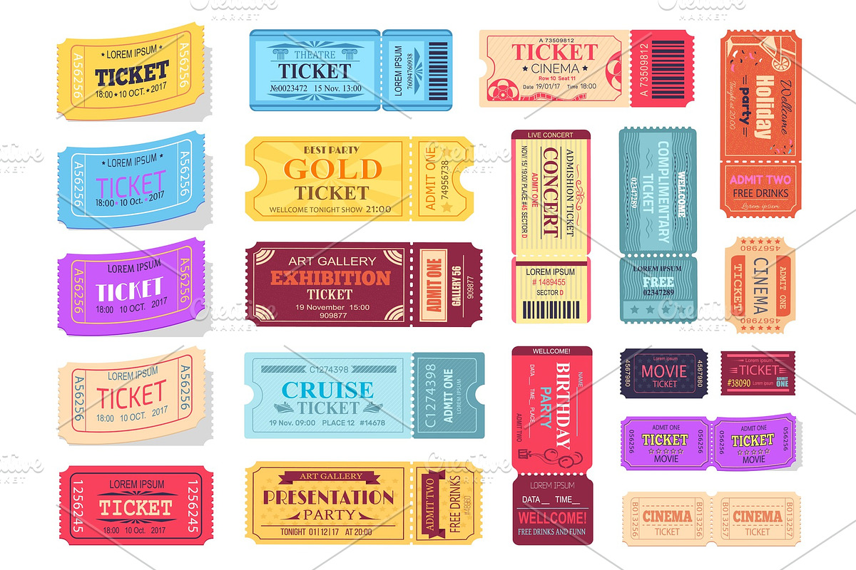 Collection of Colorful Tickets Vector Illustration in Illustrations - product preview 8