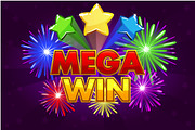 Vector Mega big win banner for lottery or casino games.