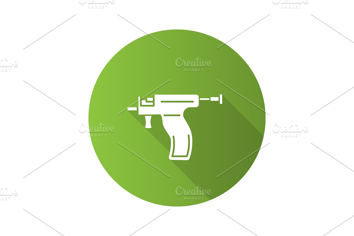 Piercing gun flat design long shadow glyph icon in Icons - product preview 8