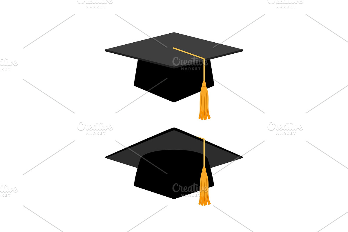 Graduation cap on white background in Objects - product preview 8