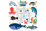 Ocean animals crosswords game for kids